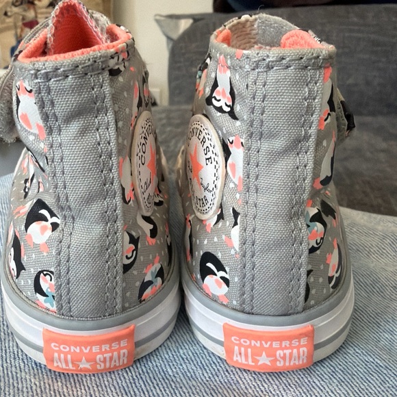 Converse Kids' Gray and Orange High-Top Sneakers Toddler Infant Baby Size 7 Owls - Picture 5 of 7
